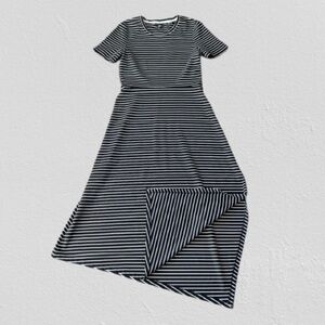 Club Monaco Striped Asymmetrical Dress with Slide Slit